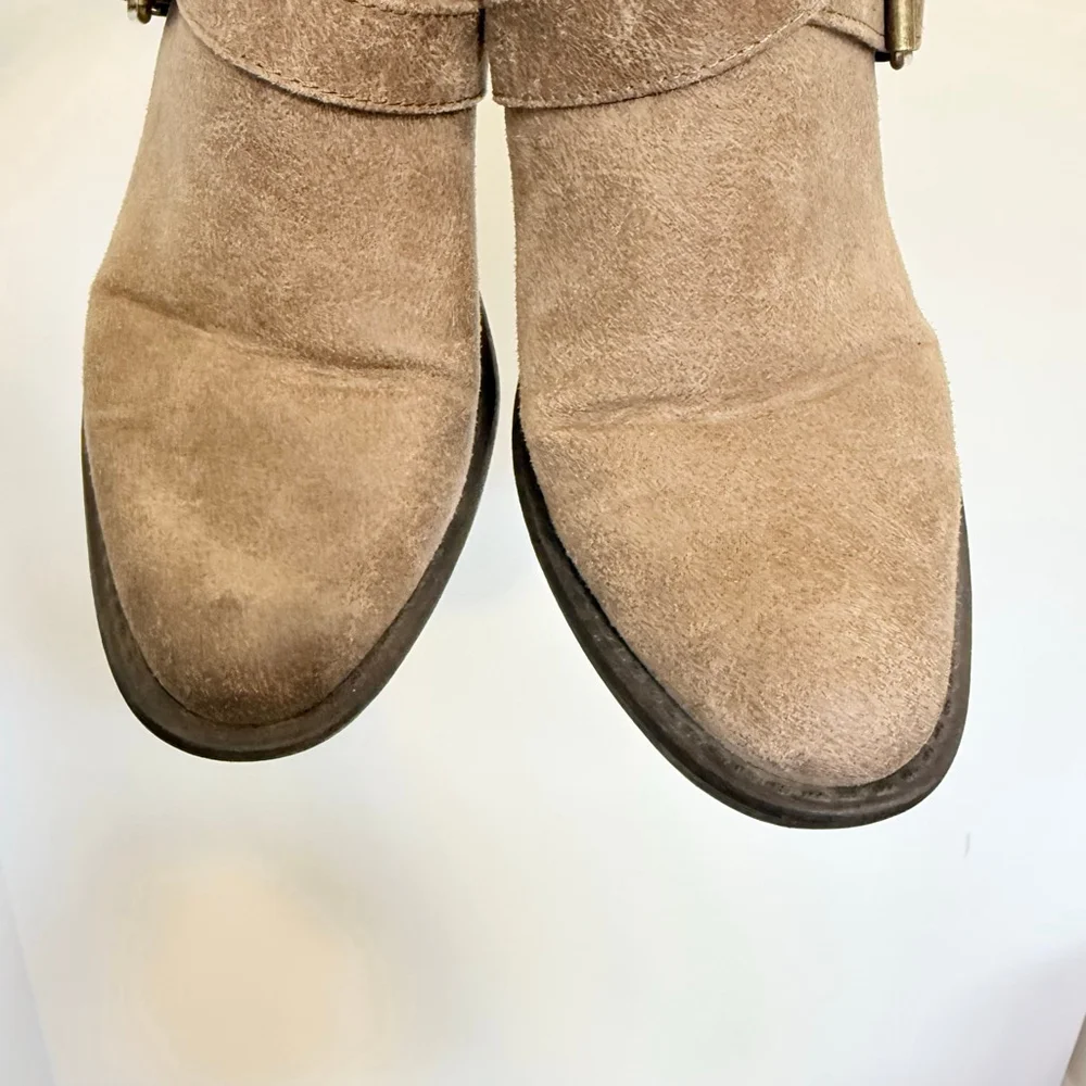 Charlotte Russe Women's Taupe Bronze Buckle Ankle Boots Booties Size 7
